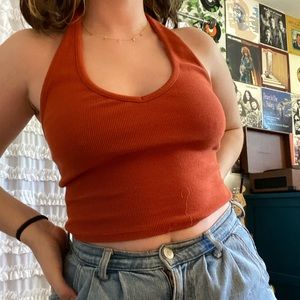 Burnt Orange Halter Crop Top